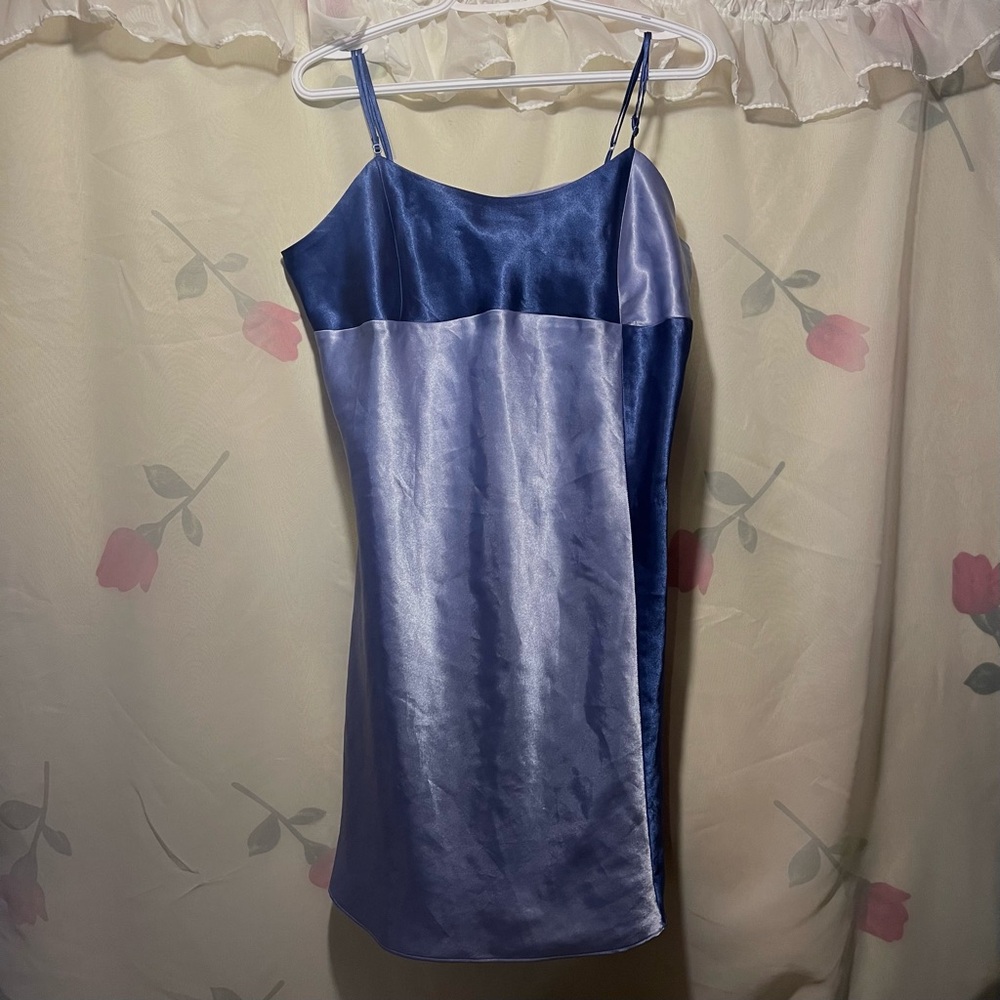 Elegant Blue Satin Slip Dress